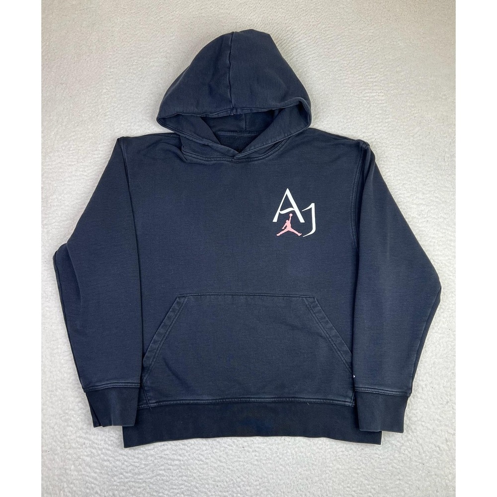 Jordan Black Hoodie with White AJ Logo and Pink Jumpman
